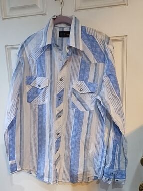 Liquid  Blue and White Striped Shirt